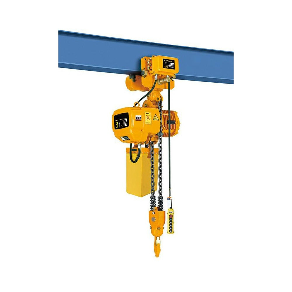 Paranco A Catena Manuale 2 Tonnellate - Sollevamento Fino A 3 M, Con Protezione Volantino, Colore Rosso